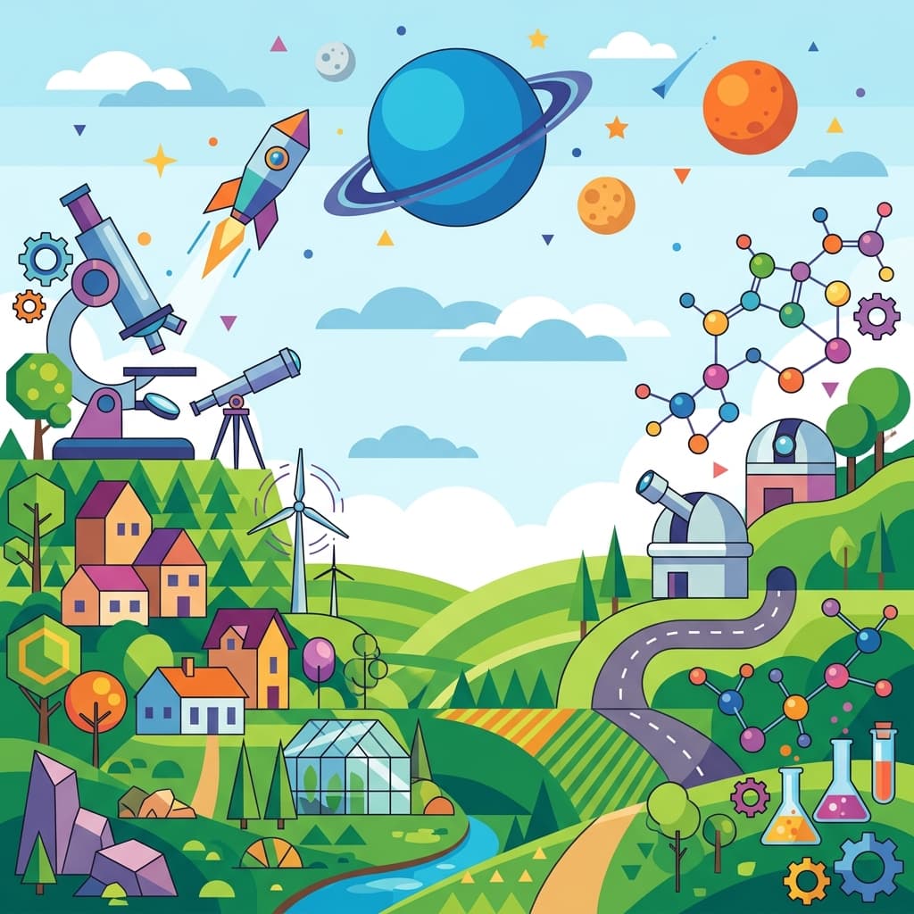 Countryside geometric science adventure hero - Desktop